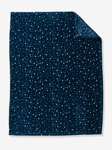 Star Printed Microfibre Blanket, Basics Dark Blue/Print+Light Grey/Print 