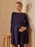 Cotton Gauze Dress, Maternity & Nursing Special Dark Blue 