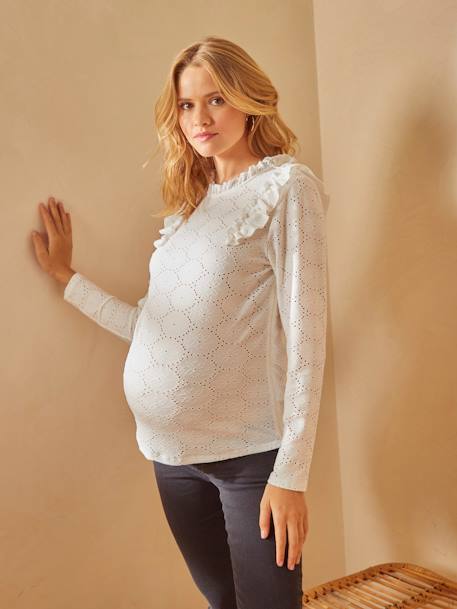 Top in Fancy Knit, Maternity & Nursing Special Beige+BLACK DARK SOLID 