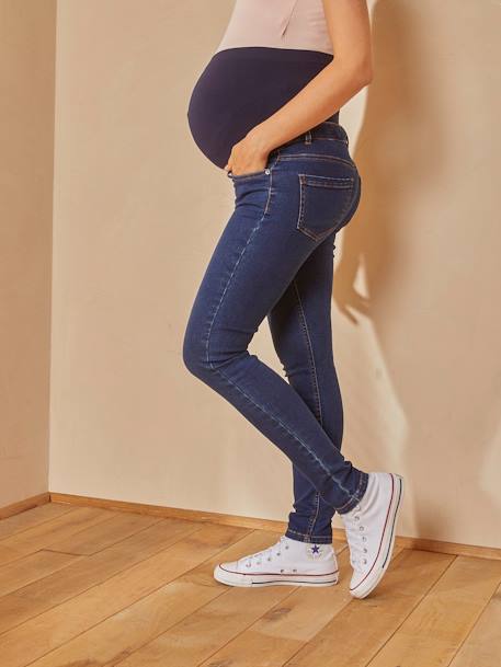 Slim Leg Maternity Jeans with Seamless Belly-Wrap Bleached Denim+Dark Blue+Grey Anthracite 