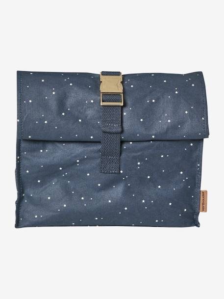 Lunch Box in Coated Cotton Dark Blue/Print 