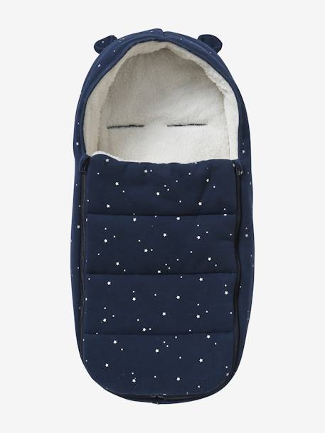 Baby Car Seat & Carrycot Footmuff in Fleece Dark Blue/Print 