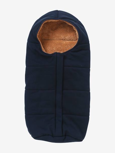 Footmuff for Pushchair in Fleece Lined in Jersey Knit Dark Blue+Light Grey 