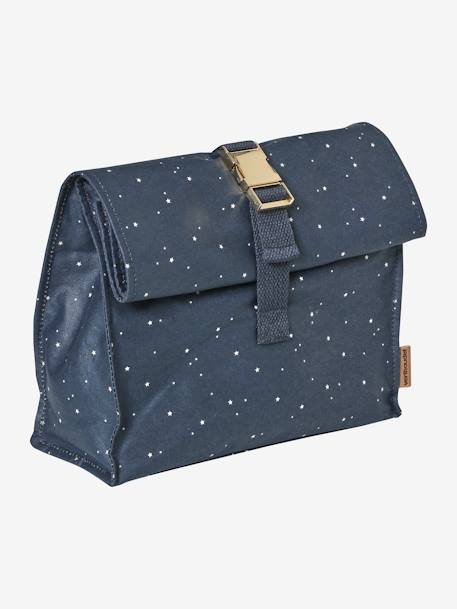 Lunch Box in Coated Cotton Dark Blue/Print 