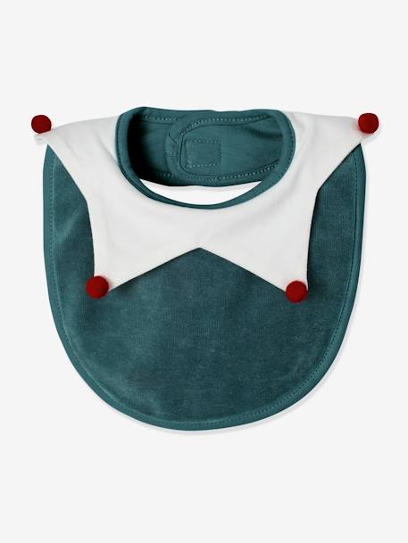 Christmas Gift Set for Babies: Velour Sleepsuit + Bib Dark Green 