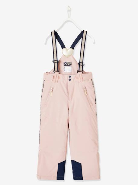 Ski Trousers with Iridescent & Techno Details, Recycled Padding, for Girls Pink 