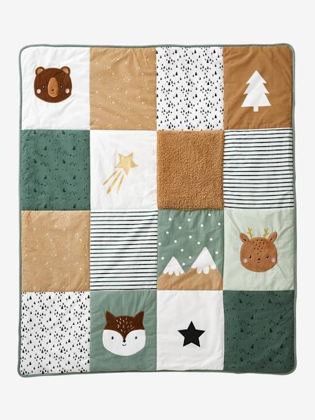 Padded Play Mat, Green Forest White 