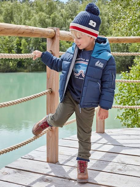 Two-tone Hooded Jacket with Recycled Polyester Padding, for Boys Electric Blue+hazel 