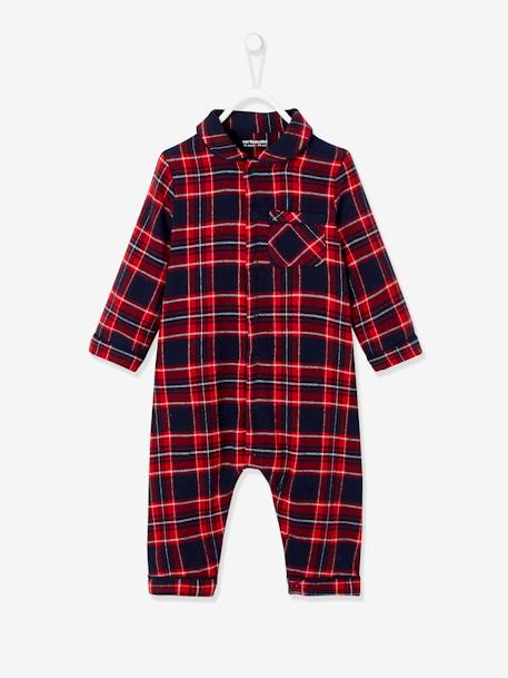 Chequered Flannel Sleepsuit for Babies Red Checks 