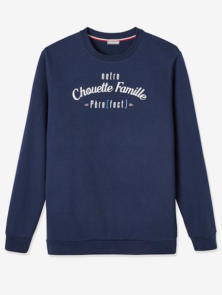 'notre Chouette Famille' Sweatshirt for Men, Capsule Collection by Vertbaudet BLUE DARK SOLID 