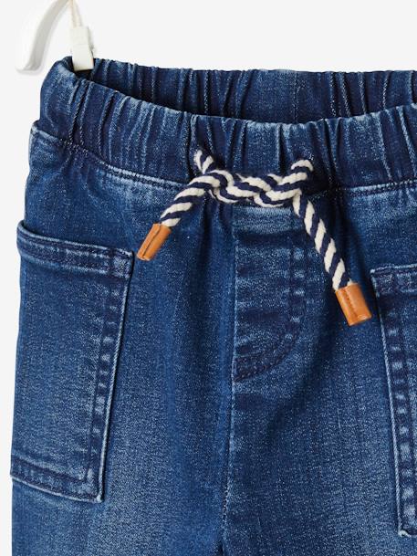 Denim Trousers with Elasticated Waistband for Babies Dark Blue+double stone 