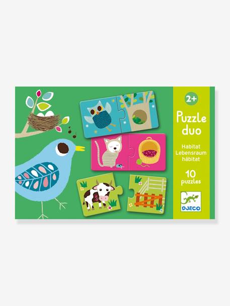 Duo Habitat Puzzle - by DJECO GREEN MEDIUM SOLID WITH DESIG 