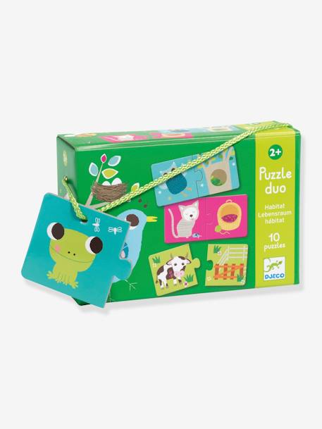 Duo Habitat Puzzle - by DJECO GREEN MEDIUM SOLID WITH DESIG 