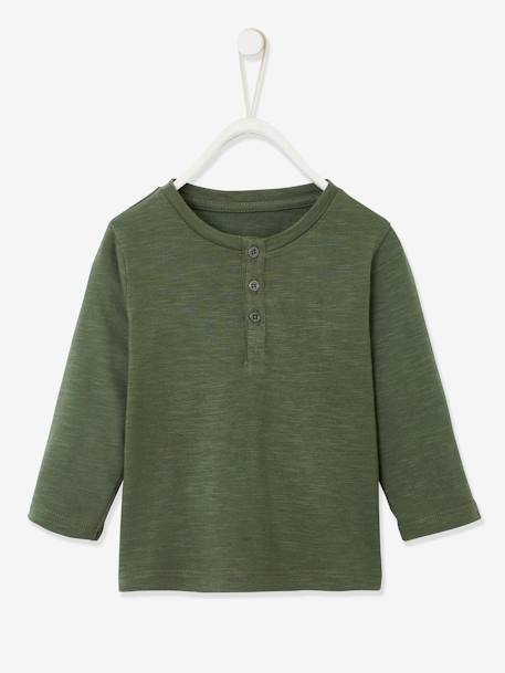 Grandad-Style Long-Sleeved Top for Baby Boys BEIGE LIGHT SOLID+Dark Blue+Dark Green+peach 