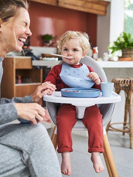 Silicone Mealtime Set Dark Blue+Dark Pink 