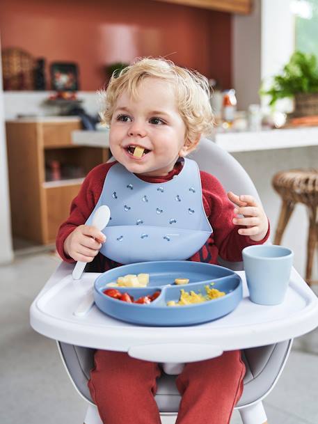 Silicone Mealtime Set Dark Blue+Dark Pink 