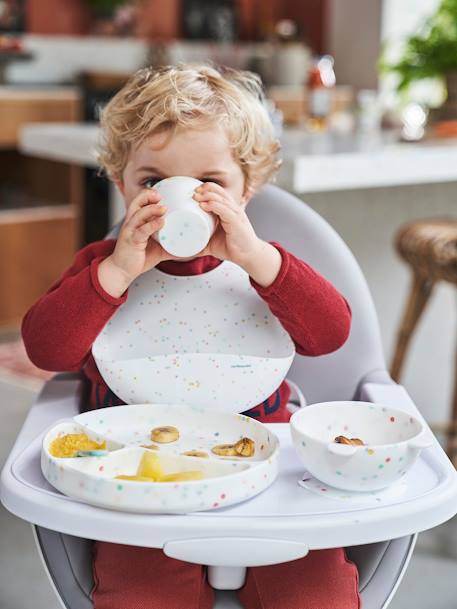 Silicone Mealtime Set Dark Blue+set green+White/Print 