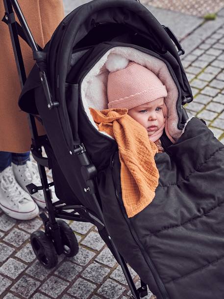 Footmuff for Pushchair in Water-Repellent Fabric Black+Dark Blue 