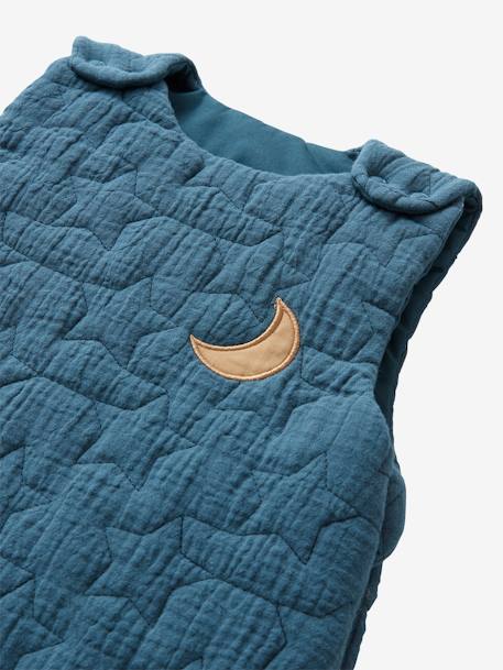 Quilted Baby Sleep Bag with Removable Sleeves in Organic Cotton* Gauze, Dream Nights caramel+Dark Blue+ecru 