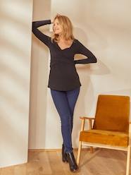 Maternity-Jeans-Slim Leg Maternity Jeans with Seamless Belly-Wrap