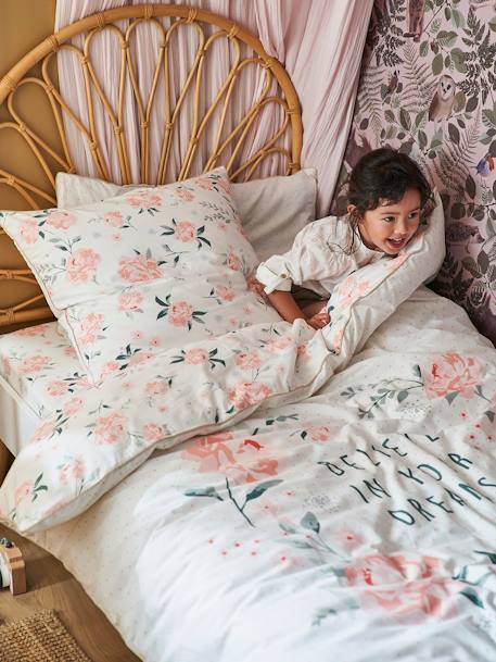 Fitted Sheet for Children, Eau de Rose White/Print 