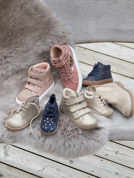 Soft Leather Ankle Boots for Baby Girls, Designed for Crawling Gold+night blue+printed blue 