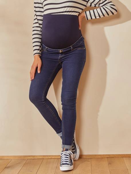 Skinny Leg Maternity Jeans with Seamless Belly-Wrap BLUE MEDIUM WASCHED+Dark Blue+Grey Anthracite 