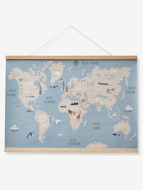 Map of the World Wall Decoration Blue 