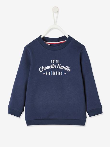 'notre Chouette Famille' Sweatshirt for Children, Vertbaudet Capsule Collection Dark Blue 