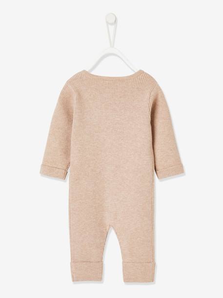 Long Sleeve Jumpsuit in Rib Knit for Babies Beige+Dark Blue+marl grey 