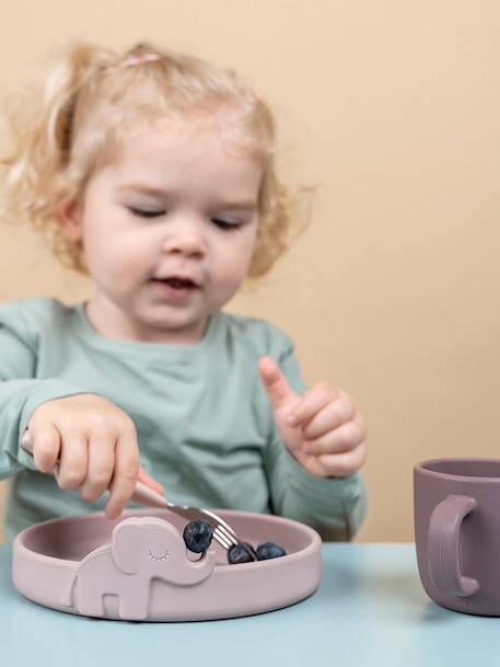 3-Piece Peekaboo Deer Friends Dinner Set in Silicone, DONE BY DEER PINK LIGHT SOLID WITH DESIGN 