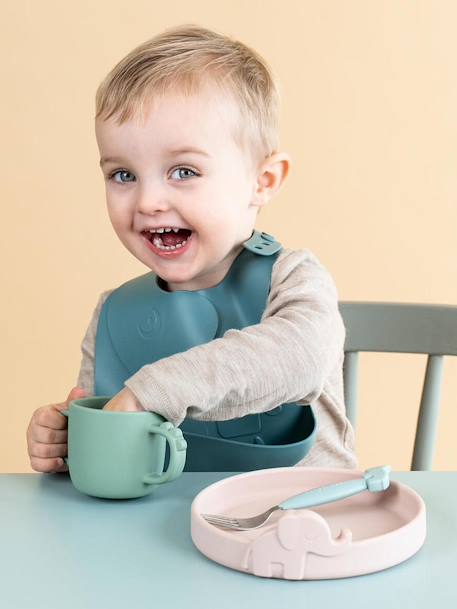 Croco Peekaboo 2-Handle Cup in Silicone, DONE BY DEER GREEN LIGHT SOLID 