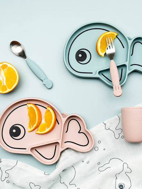 YummyPlus Sea Friends 2-Piece Cutlery Set, by DONE BY DEER BLUE LIGHT SOLID+PINK LIGHT SOLID 