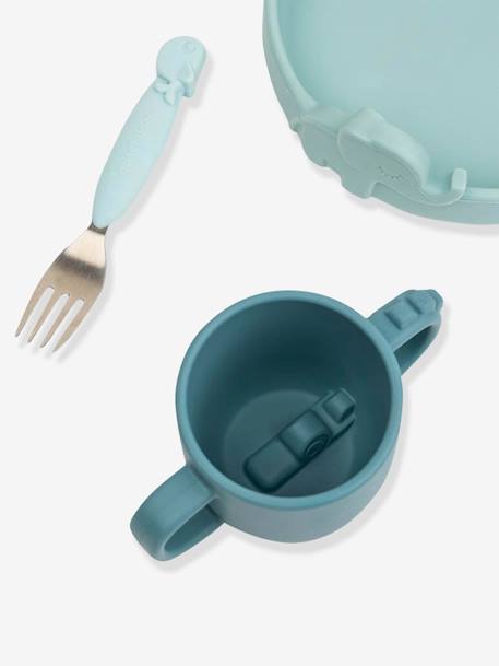 Silicone Stick&Stay bowl & baby spoon - Wally - Blue – Done by Deer