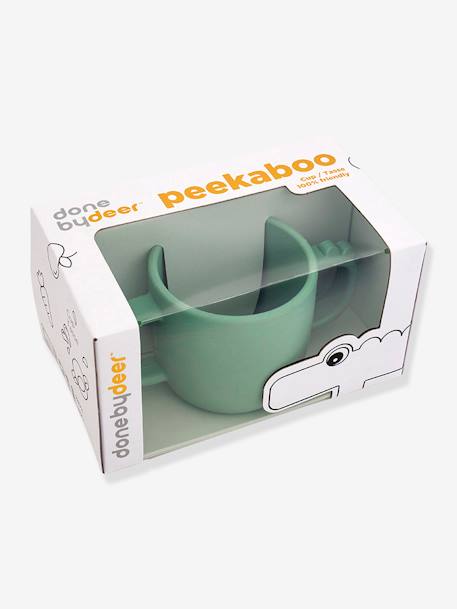 Croco Peekaboo 2-Handle Cup in Silicone, DONE BY DEER GREEN LIGHT SOLID 