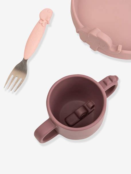 3-Piece Peekaboo Deer Friends Dinner Set in Silicone, DONE BY DEER PINK LIGHT SOLID WITH DESIGN 