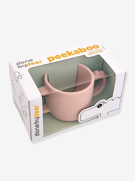 Croco Peekaboo 2-Handle Cup in Silicone, DONE BY DEER BLUE LIGHT SOLID+PINK LIGHT SOLID 