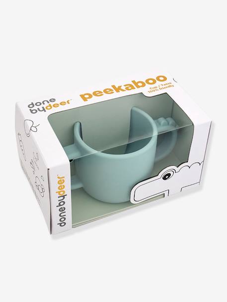 Croco Peekaboo 2-Handle Cup in Silicone, DONE BY DEER BLUE LIGHT SOLID+PINK LIGHT SOLID 