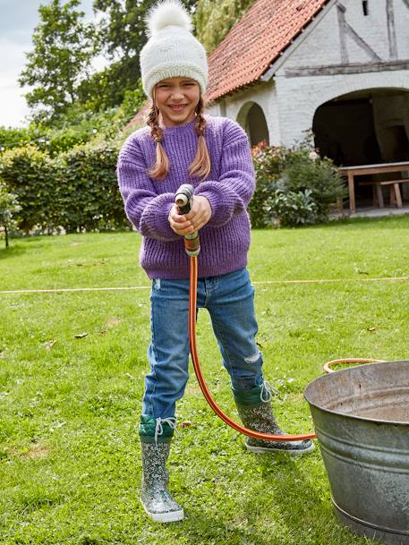 Printed Wellies with Padded Collar for Girls Green/Print 