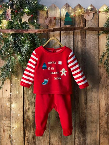 Christmas Velour Pyjamas for Babies Dark Red 