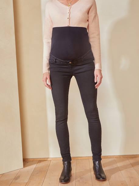 Skinny Leg Maternity Jeans with Seamless Belly-Wrap BLUE MEDIUM WASCHED+Dark Blue+Grey Anthracite 