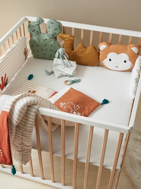 Modular Cot/Playpen Bumper, Wild Sahara WHITE LIGHT STRIPED 