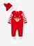 Christmas Gift Set for Babies: Velour Sleepsuit + Beanie Dark Red 