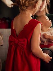 Girls-Velour Occasionwear Dress with Bow on the Back, for Girls