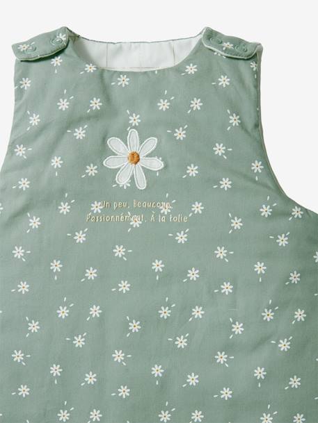 Sleeveless Baby Sleep Bag, Daisy GREEN MEDIUM SOLID WITH DESIG 