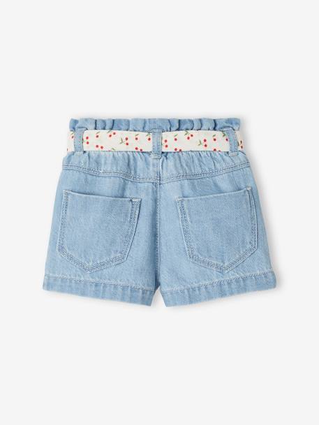 Paperbag Shorts with Belt for Babies BLUE LIGHT WASCHED 