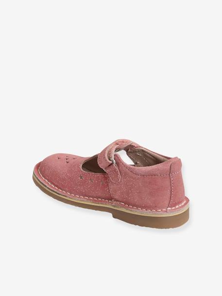 Leather Shoes for Girls, Designed for Autonomy ecru+gold+PINK MEDIUM SOLID WITH DESIG 