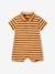 Baby Boys' Beach Playsuit with Polo Shirt Collar BROWN MEDIUM STRIPED+Dark Blue Stripes 