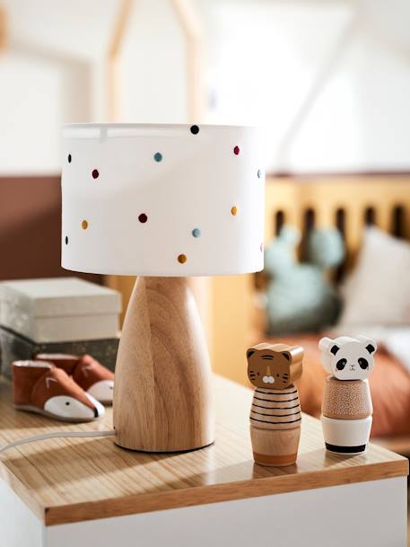 Bedside Lamp with Embroidered Dots BEIGE LIGHT SOLID WITH DESIGN 