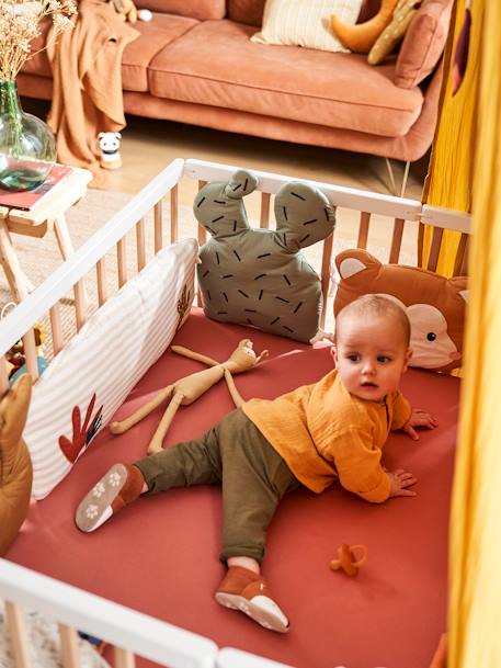 Modular Cot/Playpen Bumper, Wild Sahara WHITE LIGHT STRIPED 